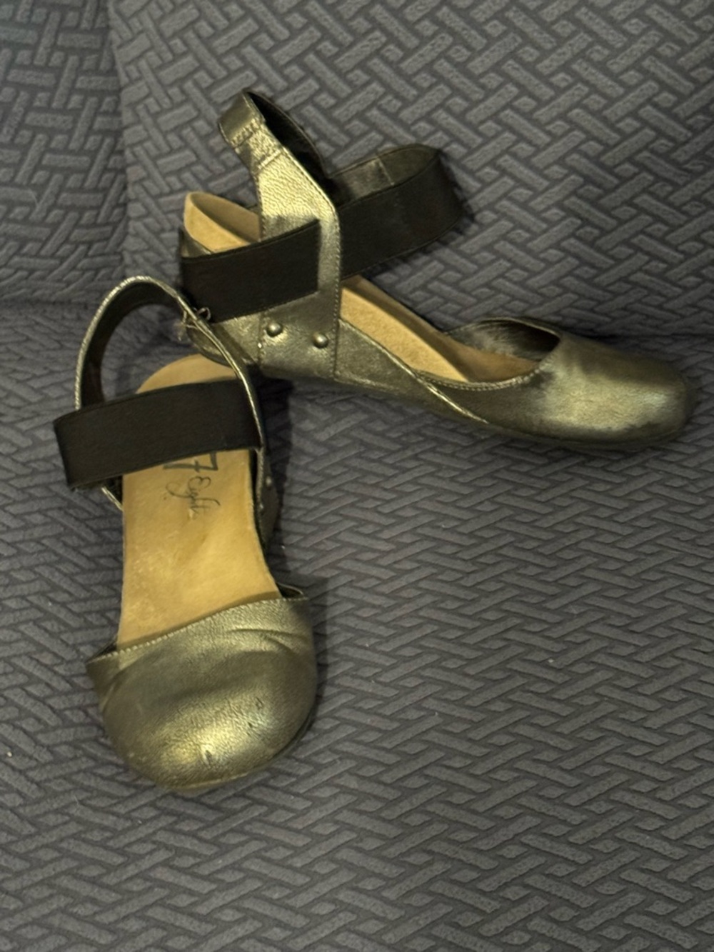 Metallic Gray Women’s Wedge Ankle-Strap Shoes